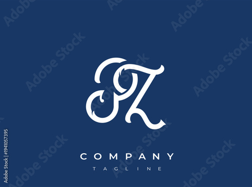 Elegant company logo template with stylish letter p and z