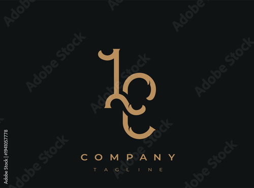 Elegant company logo template with stylized initials and gold text