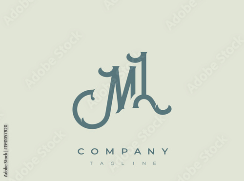 Elegant company logo template with stylized initials and tagline
