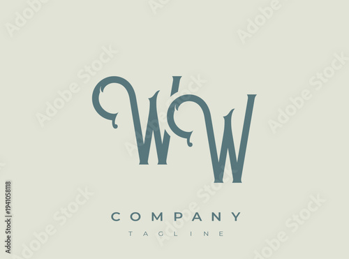 Elegant company logo template with stylized letter w design element