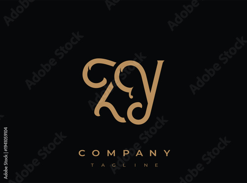 Elegant gold company logo with custom monogram design element