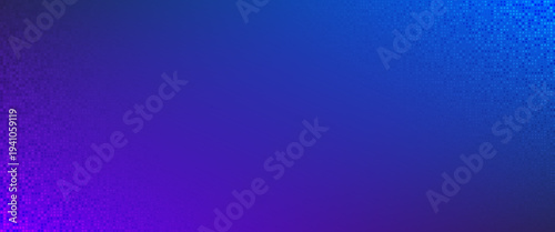 Modern Blue and Purple Digital Pixel Background. A vibrant vector illustration featuring a dense halftone grid of tiny square particles on a deep violet gradient.