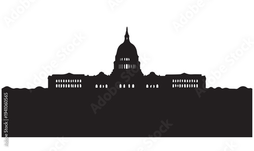 US Capitol Building Washington DC – Black and White Vector Illustration
