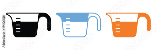 Differently Colored Measuring Cups With Varying Designs And Handles