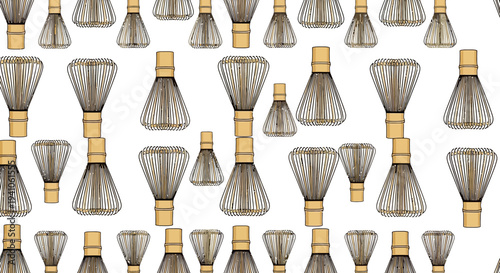 Seamless abstract pattern with stylized ethnic bottle shapes and decorative elements