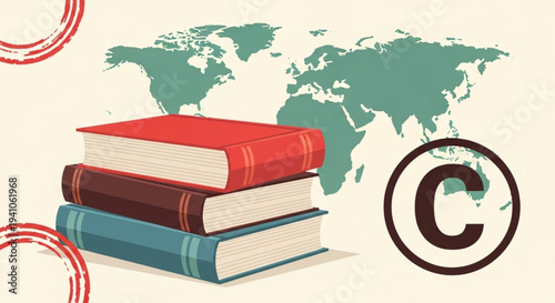 World Book and Copyright Day Global Intellectual Property Concept Safeguarding Knowledge Assets and Creative Works Through Worldwide Legal Frameworks