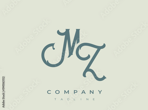 Elegant monogram logo design with MZ initials and company tagline