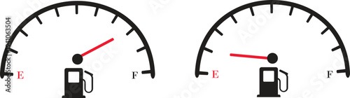 Speed meter icon set vector collection group showing dashboard gauge dial indicator for velocity measurement in automobile transport interface design isolated graphic symbol for speedometer instrument