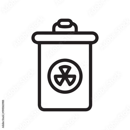 A simple line art icon representing a bin for radioactive waste. Nuclear and Radiation Single Line Icon.
