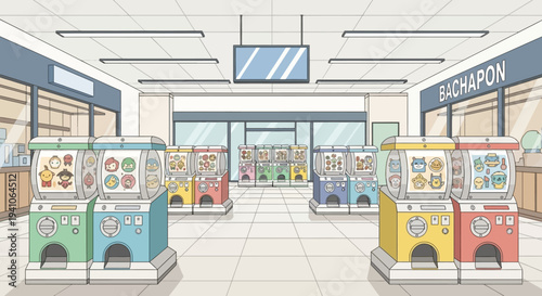 Japanese Gachapon Toy Vending Machines in Store Aisle