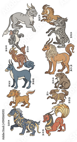 Mythical Creatures Collection: Ancient Beasts and Fantasy Animals Illustration
