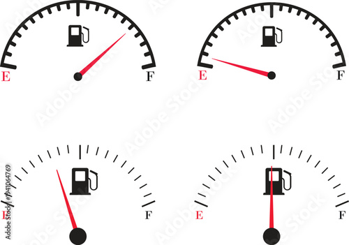 Speed meter icon set vector collection group showing dashboard gauge dial indicator for velocity measurement in automobile transport interface design isolated graphic symbol for speedometer instrument