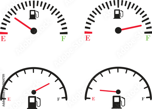 Speed meter icon set vector collection group showing dashboard gauge dial indicator for velocity measurement in automobile transport interface design isolated graphic symbol for speedometer instrument
