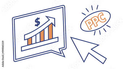 PPC Advertising Click Marketing Outline Vector Icon