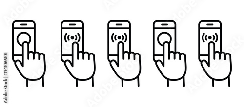 Wireless Doorbell Icon Or Logo, hand pushing the button, smart home, office or house illustration, ring the doorbell pictogram, pressing doorbell sign, editable vector design.