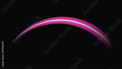 A vibrant pink and white arc shape on a sleek black background with a modern design aesthetic and a touch of futuristic feel to it