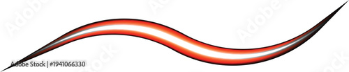 A vibrant red and black wavy line design element isolated on white background with a dynamic abstract pattern