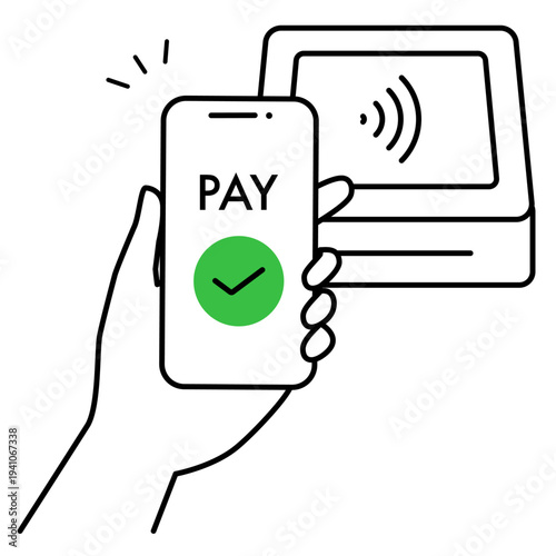 スマートフォンのキャッシュレス決済完了を表すラインアイコン