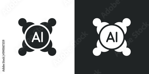 Artificial intelligence collaboration icon with human figures. Team network and smart technology integration. Filled single symbol. Flat style sign. Solid glyph vector illustration