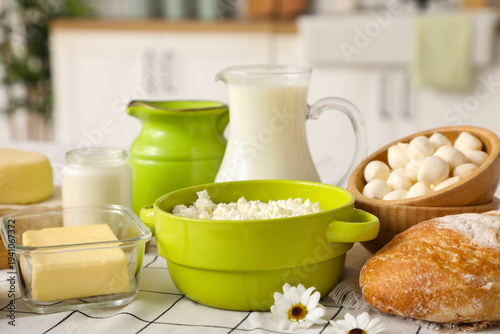 Different fresh dairy produ...