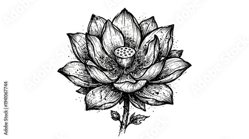 Hand-drawn Lotus Flower Illustration