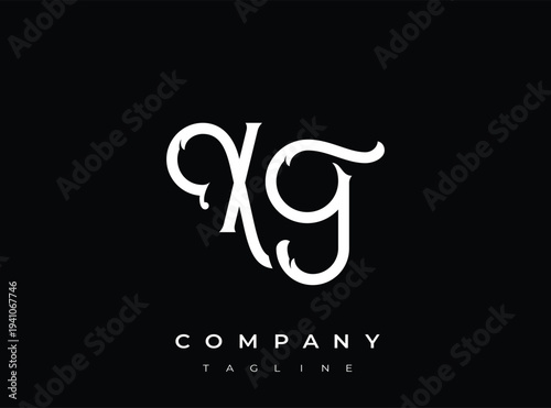Elegantmonogramlogowithxginitialsonsolidbackgroundforcompany