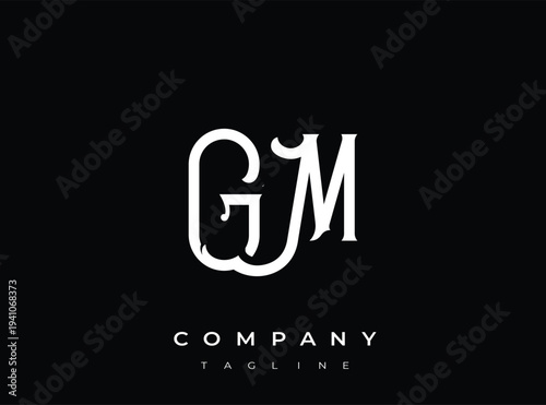 GM company logo template with elegant typography and tagline