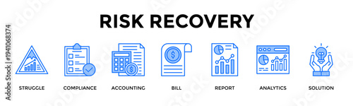 Risk Recovery Icon Set Collection Pack Banner Web Vector Illustration  Concept Containing Manage Risk And Restore Stability Through Control And Analysisc1:C1048576