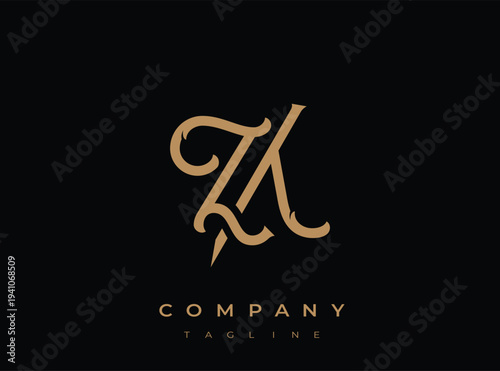 Gold luxury company logo template with elegant lettering and tagline