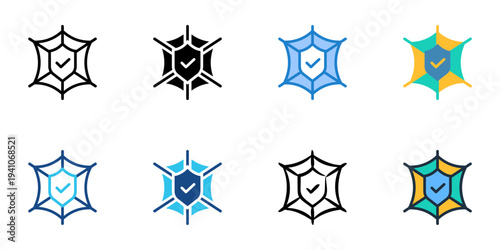 Safety Net icons set multiple style collection. Editable stroke 
