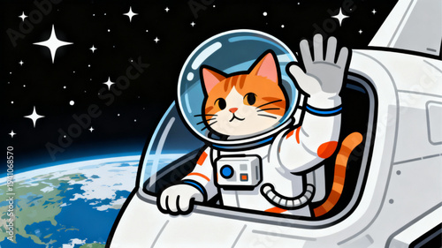 Cat Astronaut Vector Art