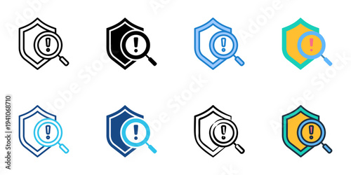 Risk Assessment icons set multiple style collection. Editable stroke 
