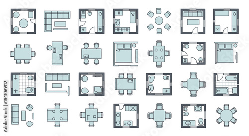 top view floor plans and furniture layouts for interior design home decor and architecture planning projects