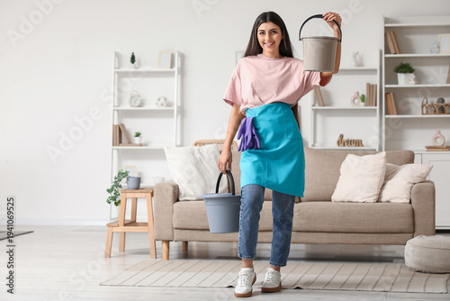 Young woman with plastic bu...