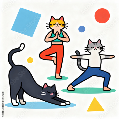 Cats Yoga Vector Art
