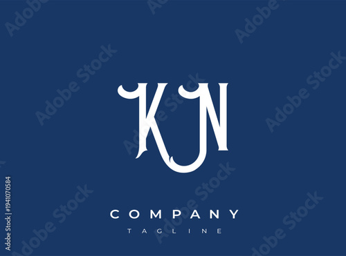 Kn company logo template design on blue background
