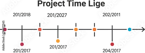 Simple horizontal timeline graphic uses colored dots on a line to denote project milestones across several fiscal years.
