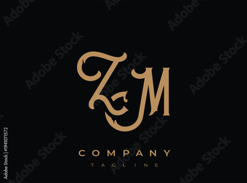 Luxury company logo template with elegant gold lettering on transparent background