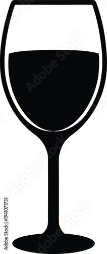 Elegant Wine Glass Icon, Beverage Drink Vector Illustration