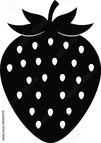 Strawberry Icon Design, Fresh Fruit Silhouette And Berry Vector