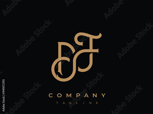 Luxury gold business logo template with elegant lettering design element
