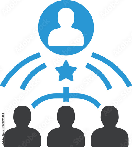 Leadership communication icon, influence broadcast symbol, team management illustration, mentorship concept, positive impact design, social connection art, organizational guidance