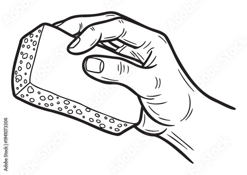 Hand gripping a textured washing sponge, perfect for conveying concepts of cleanliness, domestic chores, and everyday household maintenance activities.
