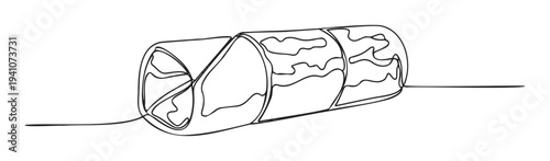 Continuous line drawing of abstract tunnel segments representing connection and flow suitable for modern business presentations technology concepts or minimalist graphic design projects