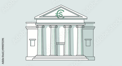 European Bank Building with Euro Symbol on Pediment