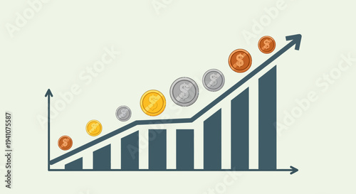 Financial Growth Chart with Coins