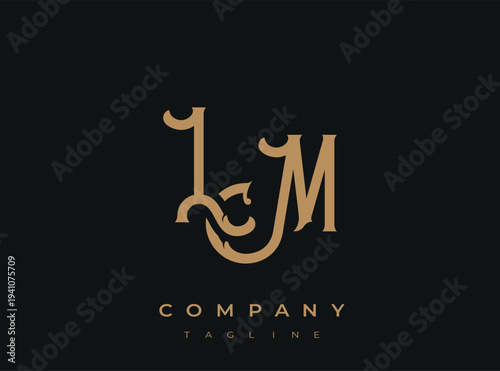 Luxury golden lm company logo template design element