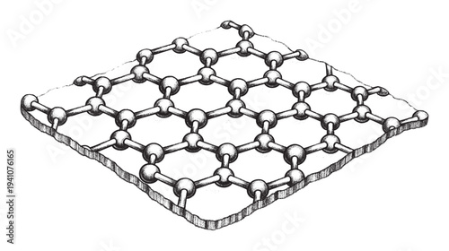 Detailed microscopic view of a graphene sheet showcasing its strong hexagonal carbon atom bonds, perfect for scientific education and material engineering research publications.