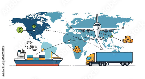 Global Logistics and Shipping Network - Air, Sea, and Land Transport
