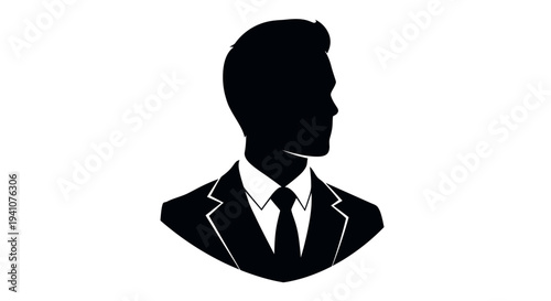 Silhouette of a businessman in a suit and tie, representing professionalism and corporate identity